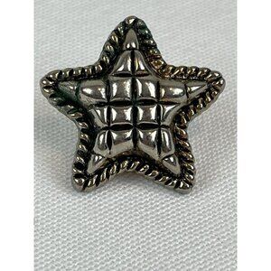 Vintage Silver Quilted Star Pin Brooch Estate Patriotic Americana